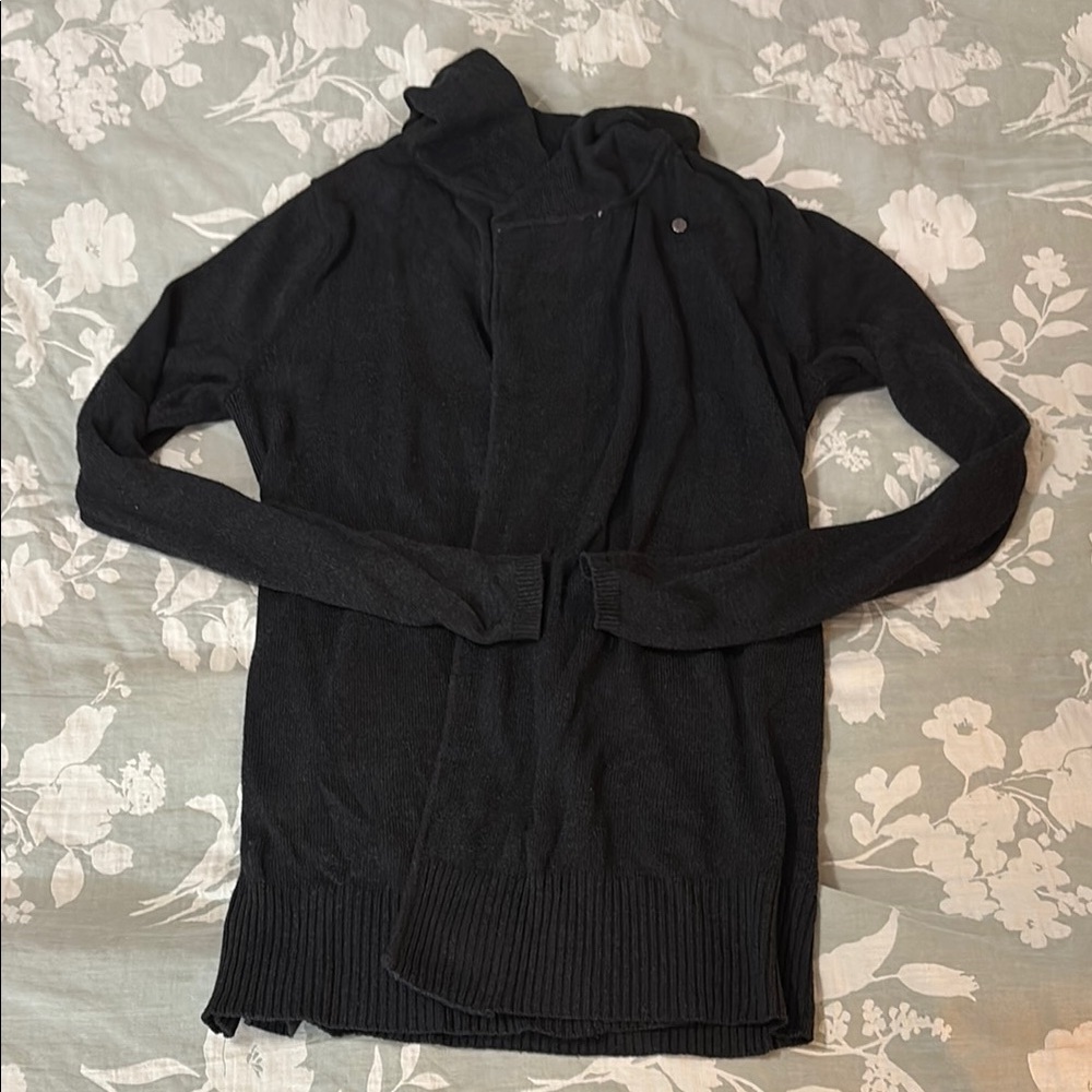 ZYIA Black Ribbed Knit Cardigan Sweater